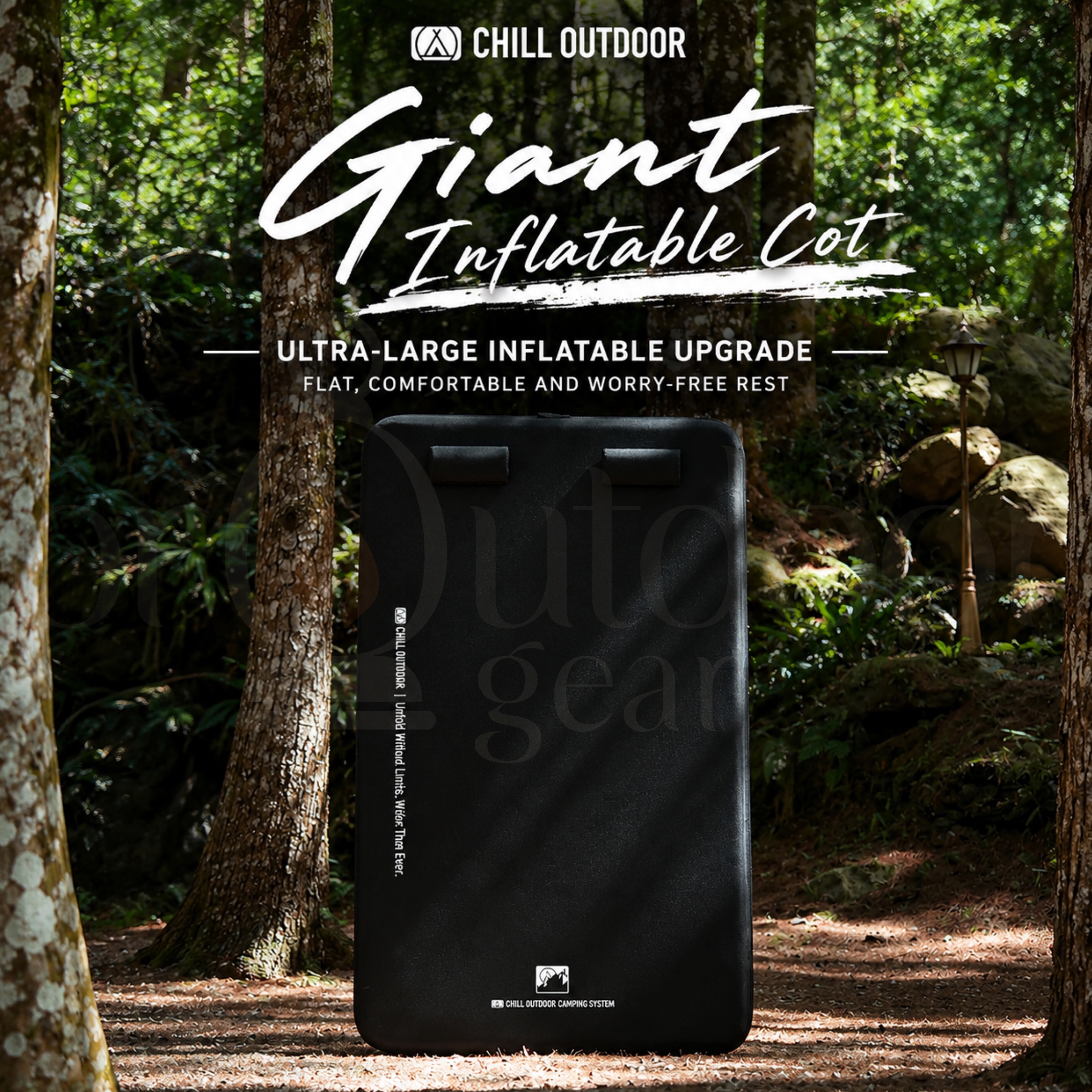 CHILL OUTDOOR Giant Inflatable Tactical Camping Cot Bed Outdoor with Aluminium Frame Portable Sleeping Mattress