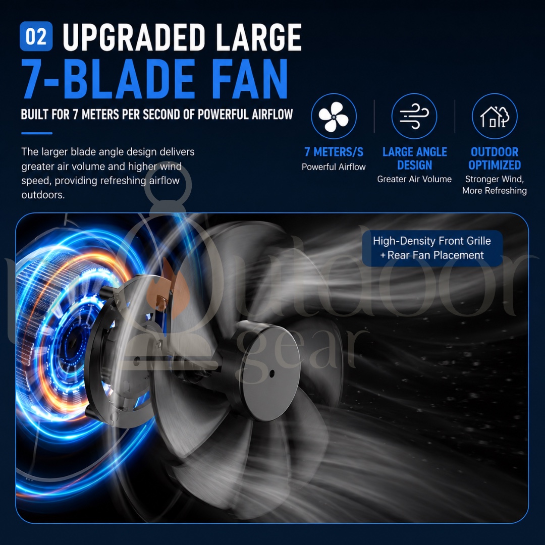 H10 Outdoor Camping Fan 20000mAh Rechargeable Portable Fan with LED Light Remote Control Type-C 6-Speed 36H Runtime