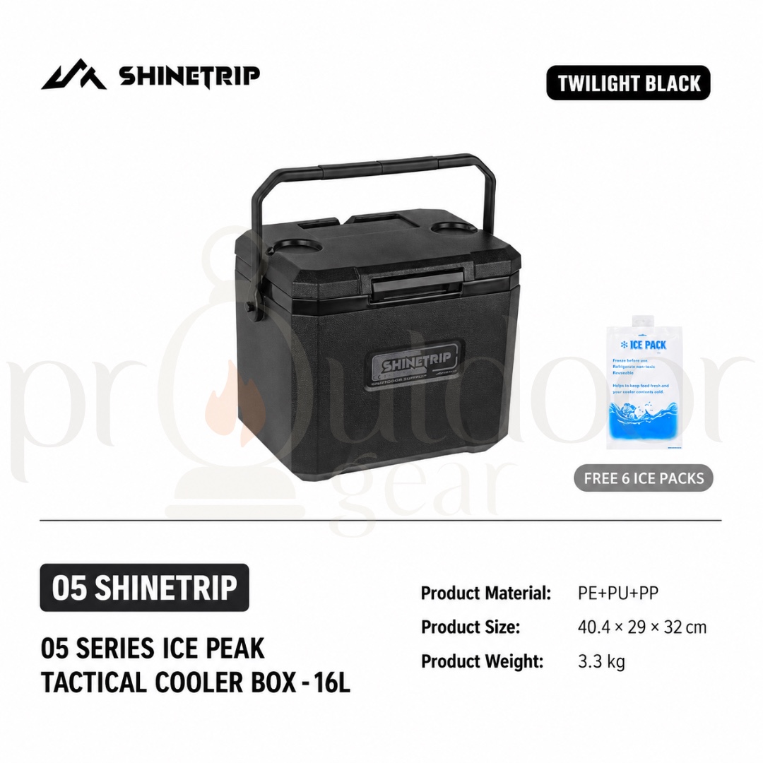 SHINETRIP A608 Ice Peak Tactical Cooler Box 16L 22L 72H Cold Retention Camping Ice Box Portable Outdoor Cooler
