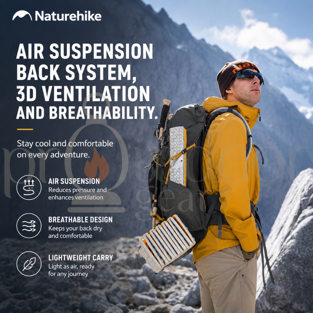 NATUREHIKE CNK2550XB018 Rock Series Hiking Backpack 2.0 60L Lightweight Trekking Backpack Outdoor Camping Travel Bag