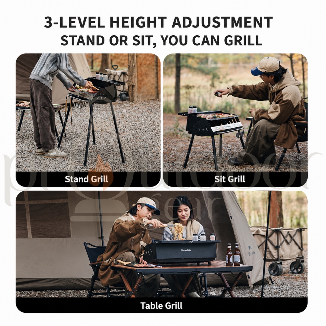NATUREHIKE CNK2300015 Vertical BBQ Rack Camping Outdoor Household Folding Portable Charcoal Skewers Barbecue Stove