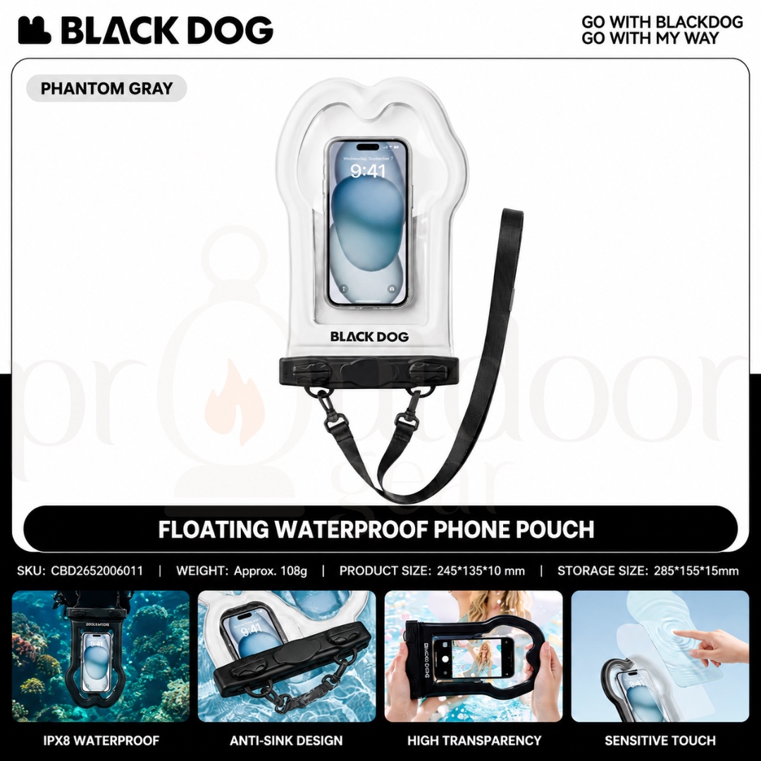 BLACKDOG CBD2652006011 IPX8 Floating Waterproof Phone Pouch Universal Touch Screen Dry Bag for Swimming Beach Kayaking
