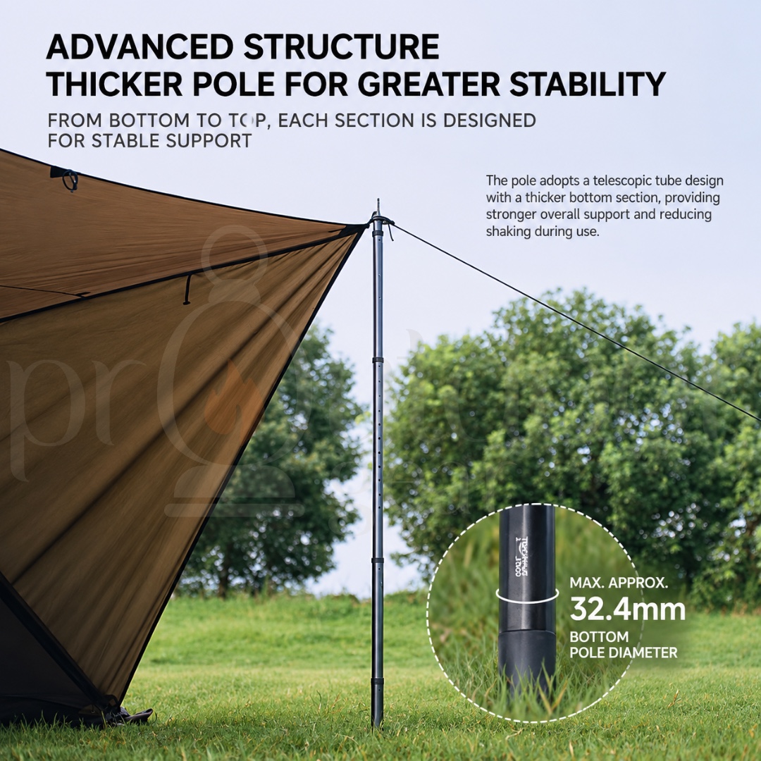 GOOUT SPRINGHILL Tactical Telescopic Canopy Pole 230-280cm Aluminium Alloy Adjustable Tarp Pole 2PCS