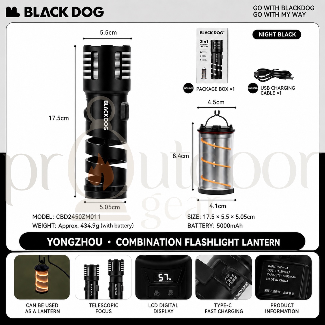 BLACKDOG Outdoor Combined Flashlight, Two-in-One Camping Light Detachable