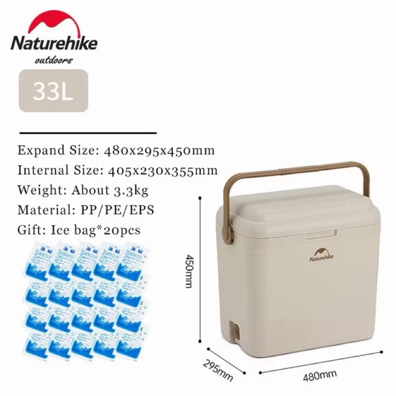Naturehike CNK2300BS011 LingDu 24H Cooler Insulated Box Ice Freezer Picnic Refrigerator