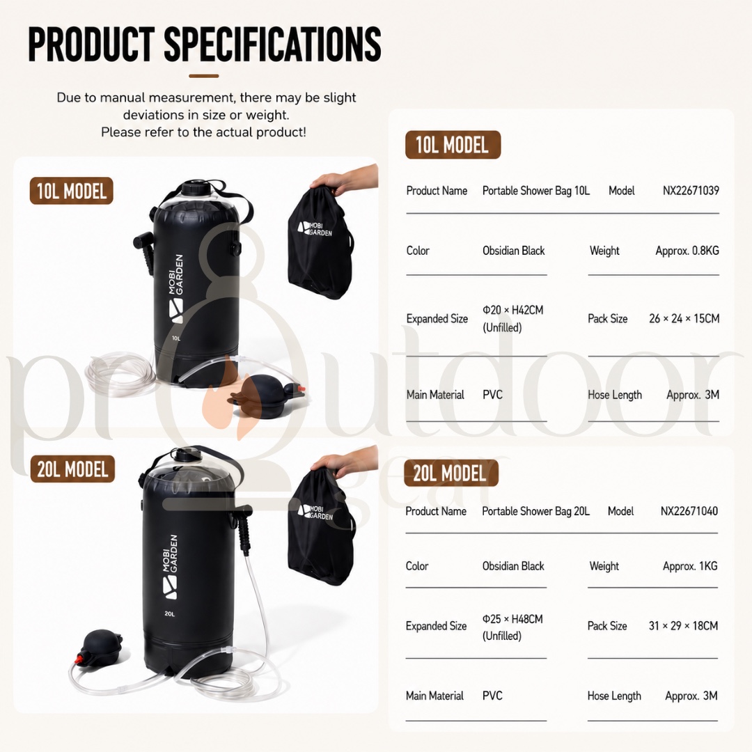 Mobi Garden NX22671039 Portable Shower Bag Large Capacity Outdoor Beach Bath