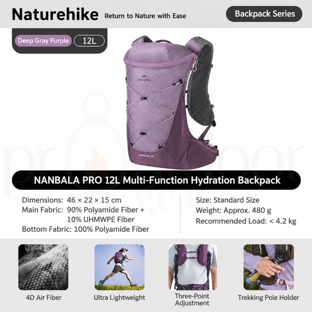 NATUREHIKE NANBALA PRO 12L Hydration Pack Lightweight Hiking Trail Running Outdoor Backpack