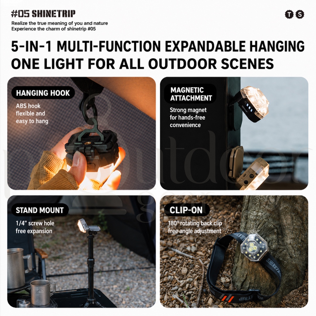 SHINETRIP A604 Multifunction Camping Light 1000LM IPX4 Waterproof Wave Sensor Rechargeable Headlamp Outdoor Light