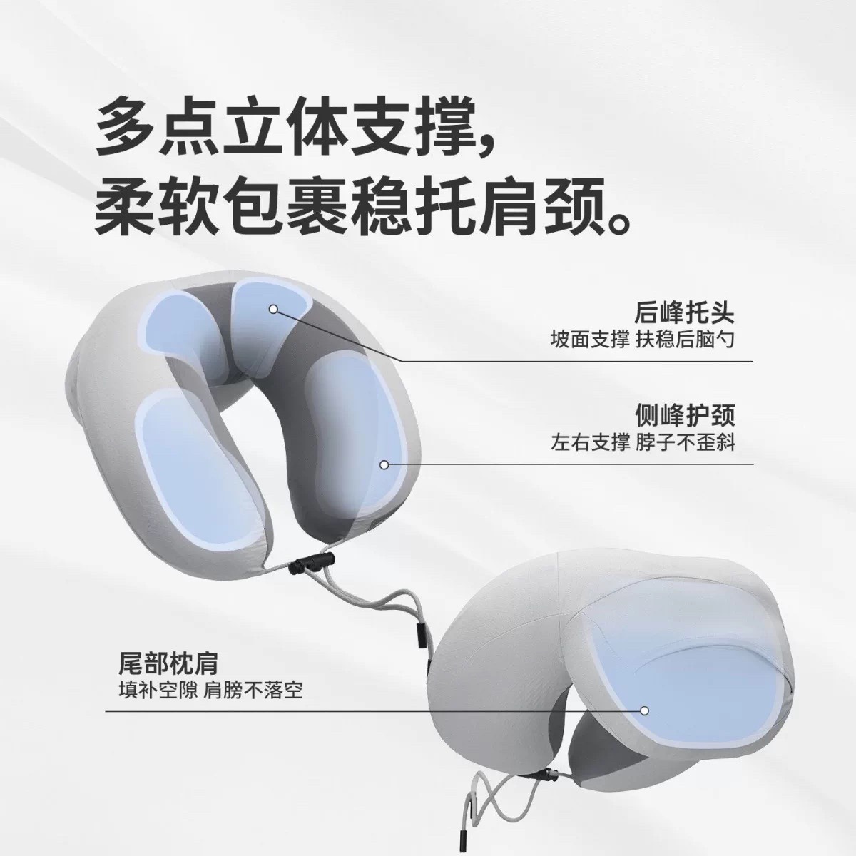 NATUREHIKE CNK2550WS040 Inflatable U-Shaped Neck Pillow Portable Travel Air Pillow Press Type