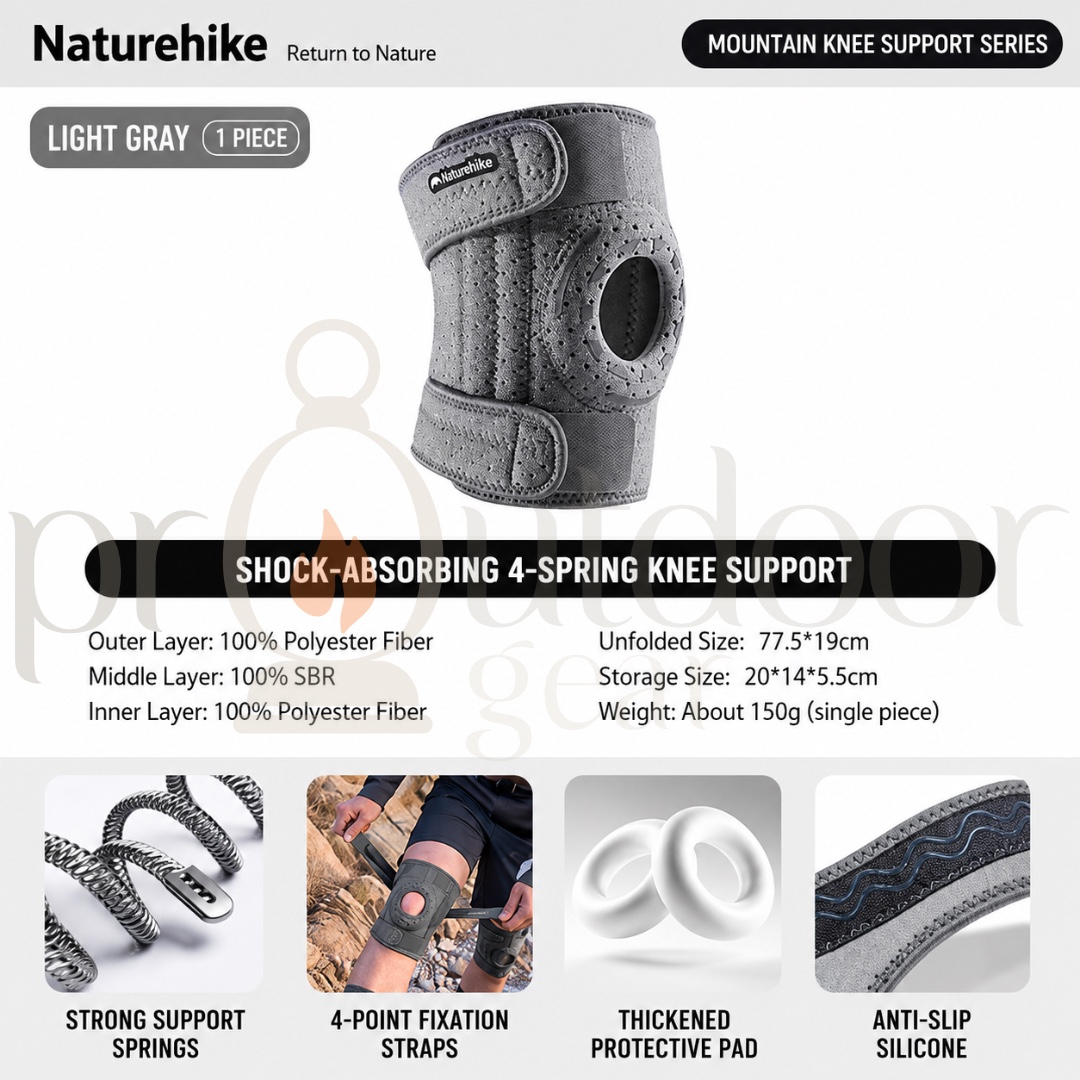 NATUREHIKE CNK2650DS010 4-Spring Knee Support Hiking Knee Brace Running Trekking Cycling Gym Patella Protector