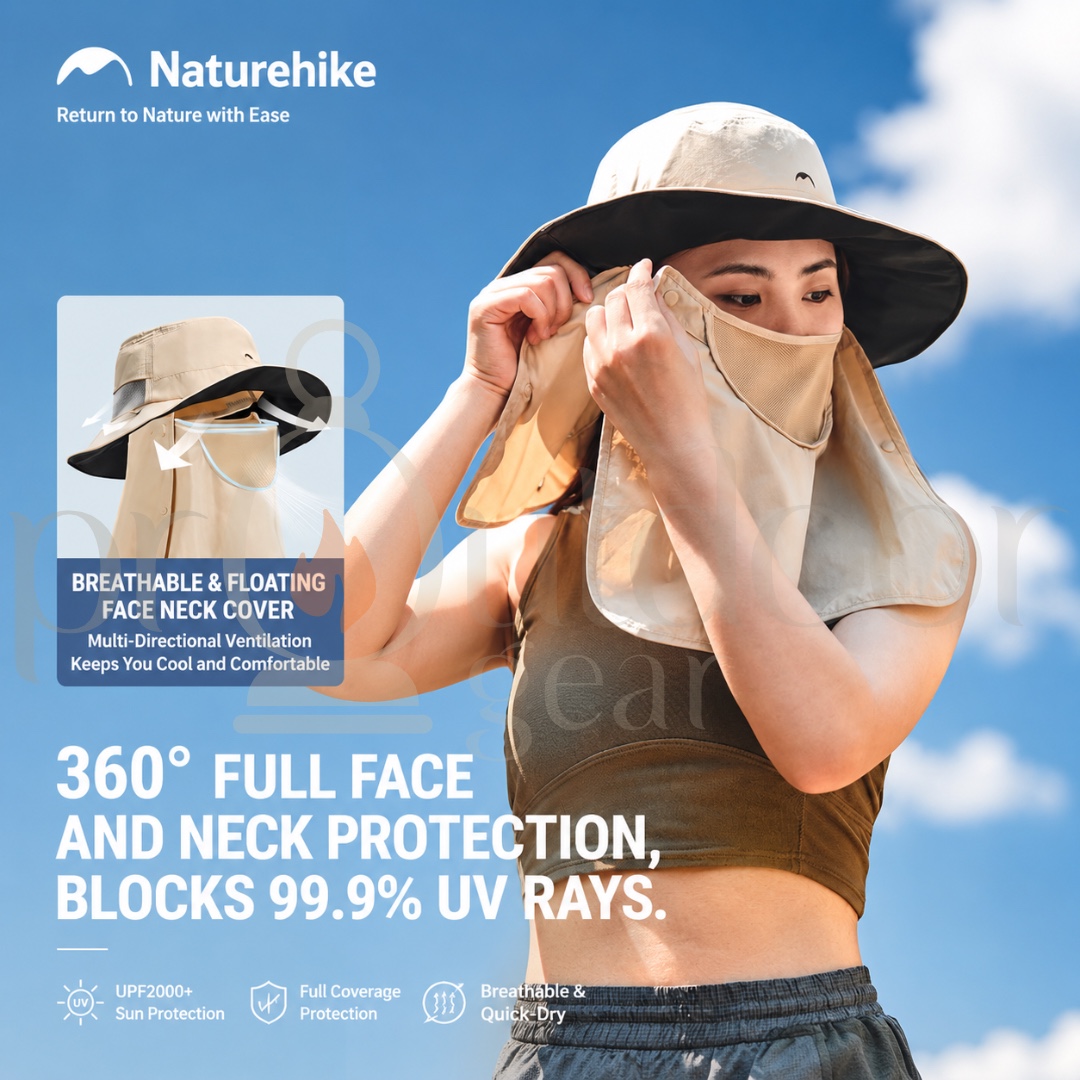 NATUREHIKE Quick Drying UV Protection Fisherman Cap Face Neck Cover Fishing Removable Sunshade Hats CYY2521FS014