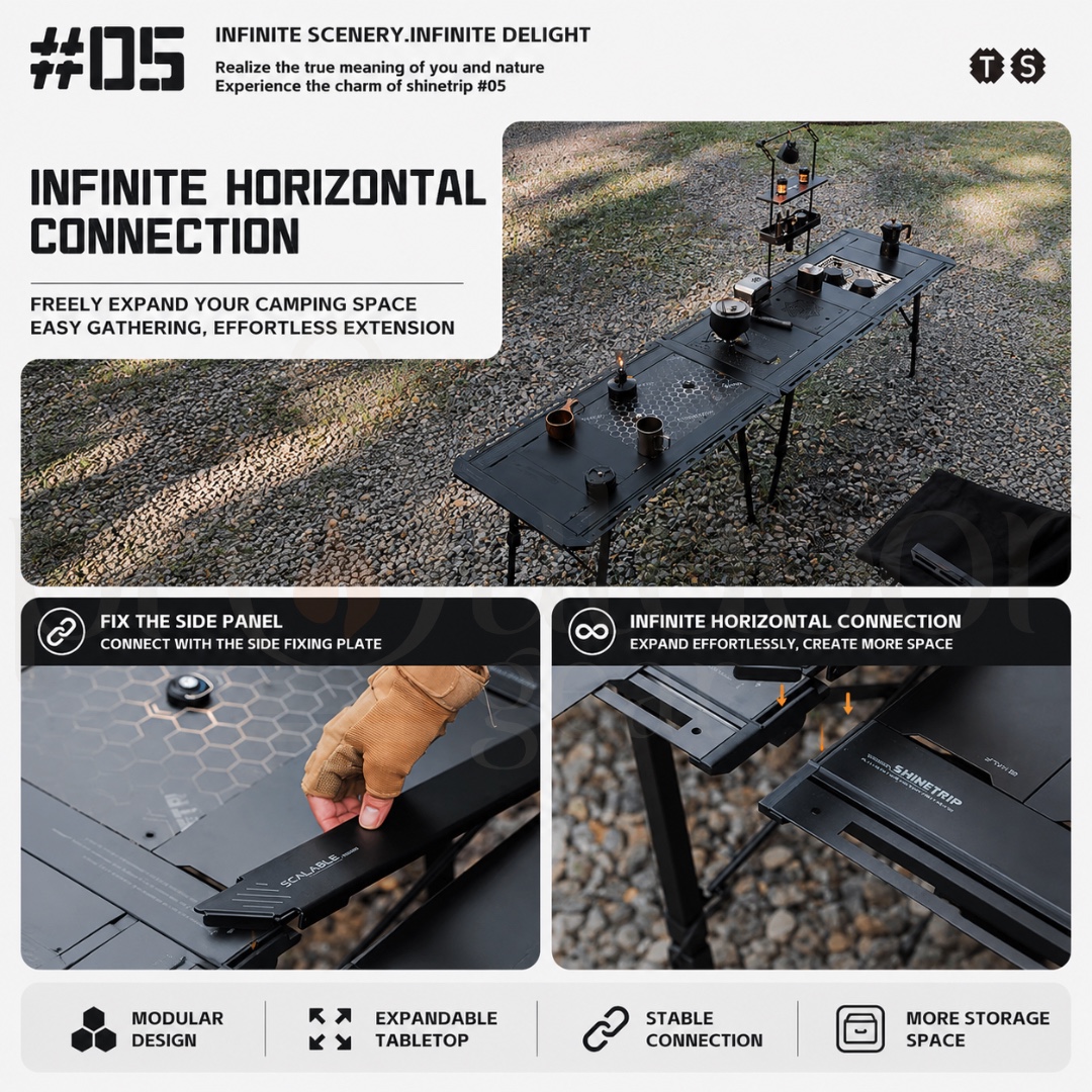 SHINETRIP A584 3.5 Unit / 5 Unit Series IGT Tactical Folding Table Modular Aluminum Camping Table