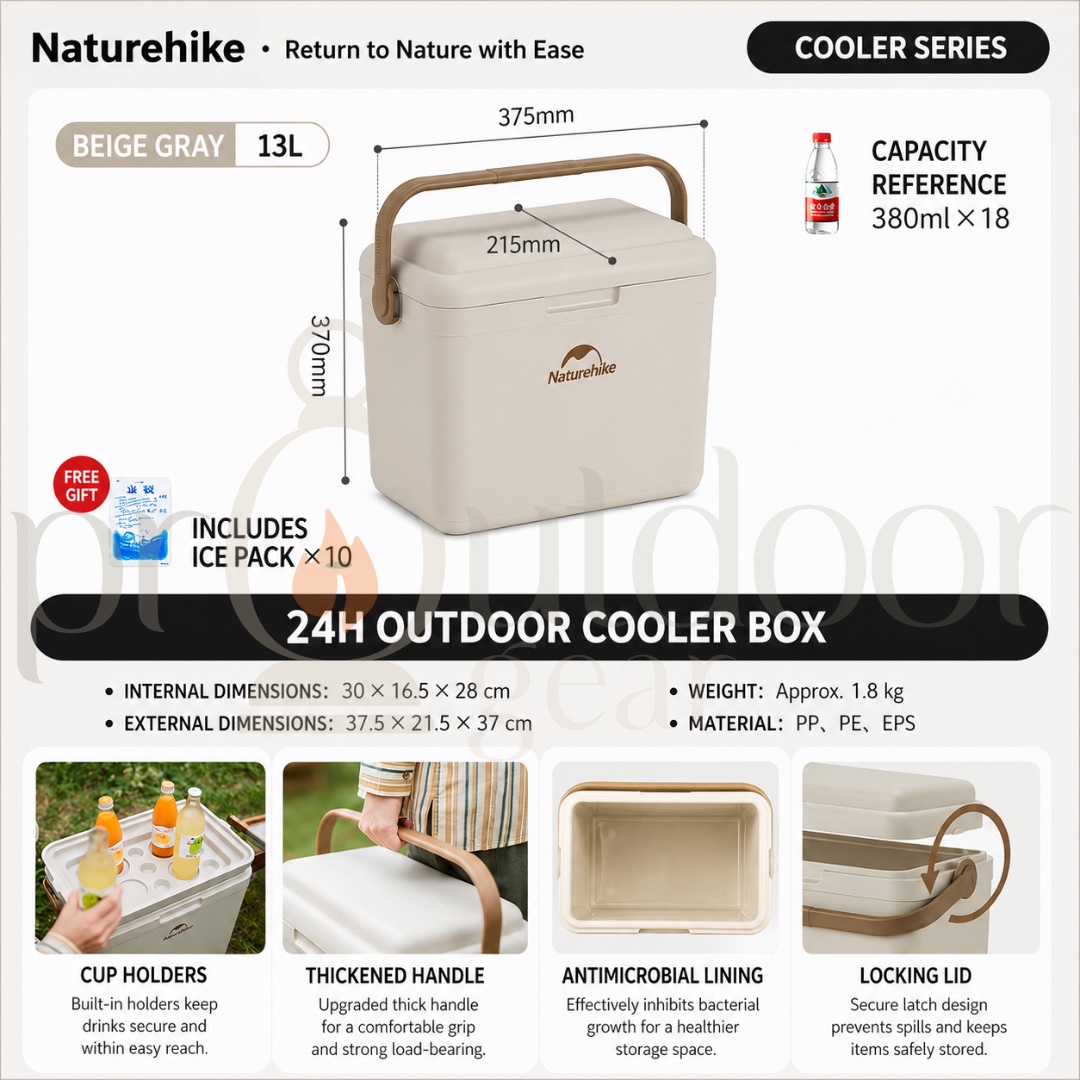 NATUREHIKE CNK2300BS011 LingDu 24H Cooler Insulated Box Ice Freezer Picnic Refrigerator
