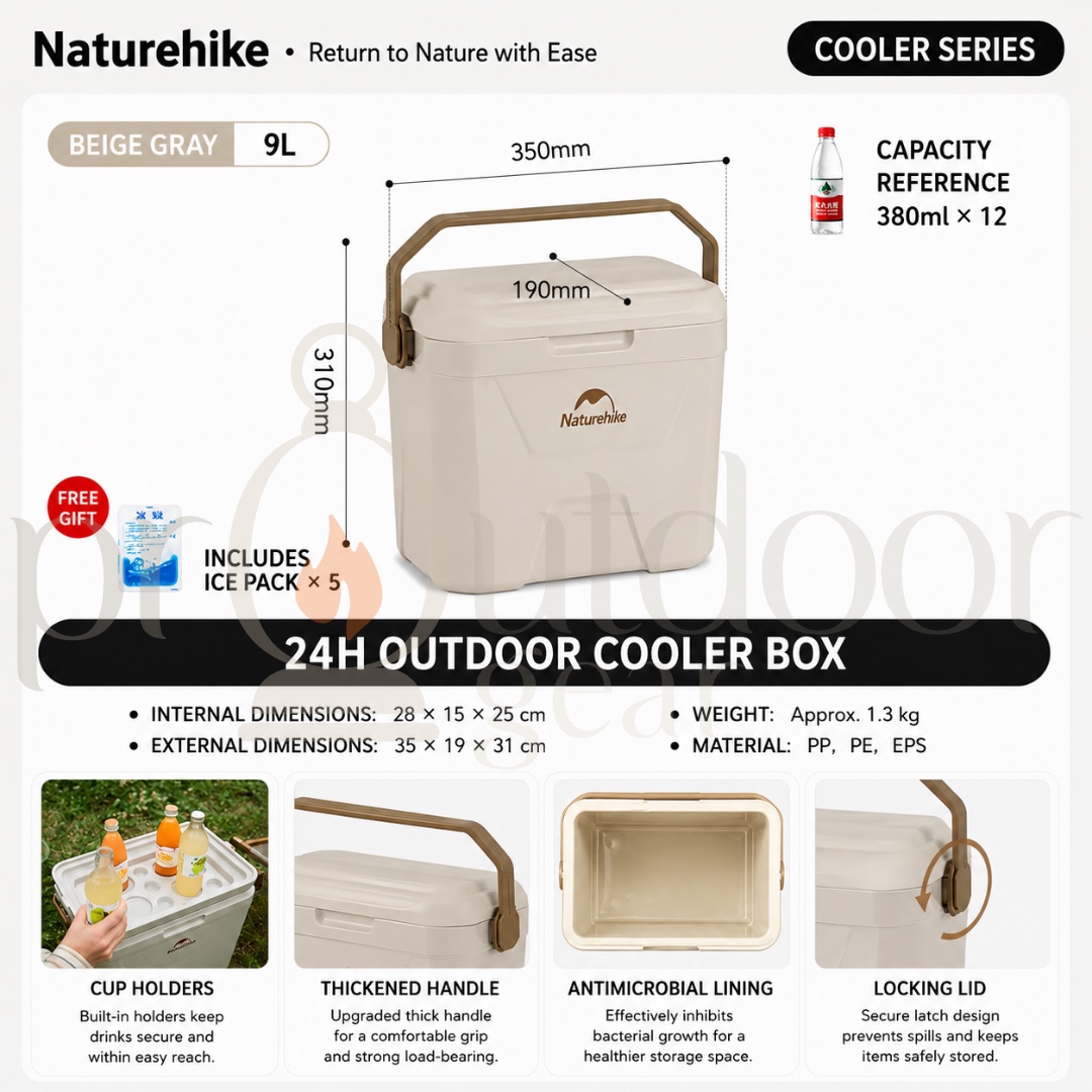 NATUREHIKE CNK2300BS011 LingDu 24H Cooler Insulated Box Ice Freezer Picnic Refrigerator