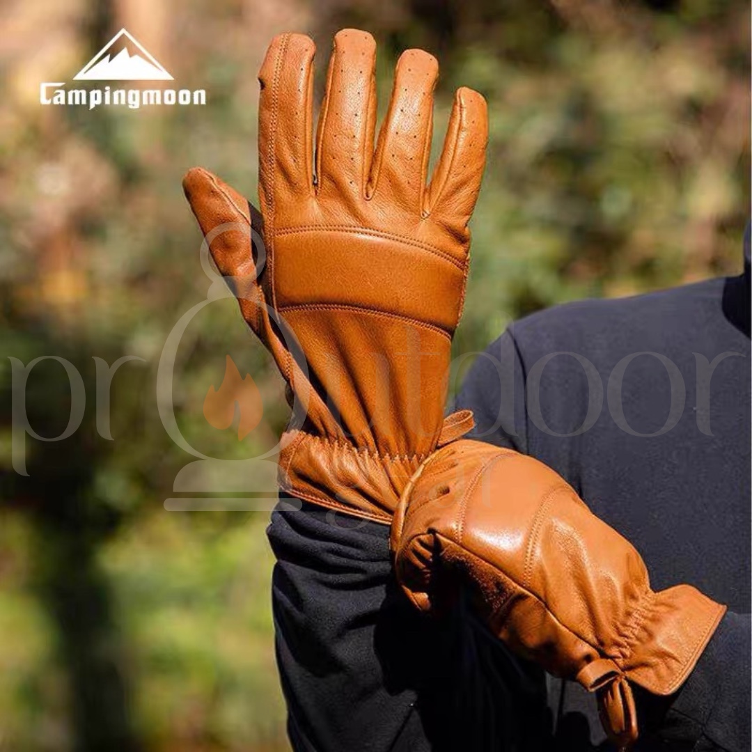 CAMPINGMOON Q27 Genuine Cowhide Leather Work Gloves Soft Lining BBQ Camping Gardening Outdoor Safety Gloves