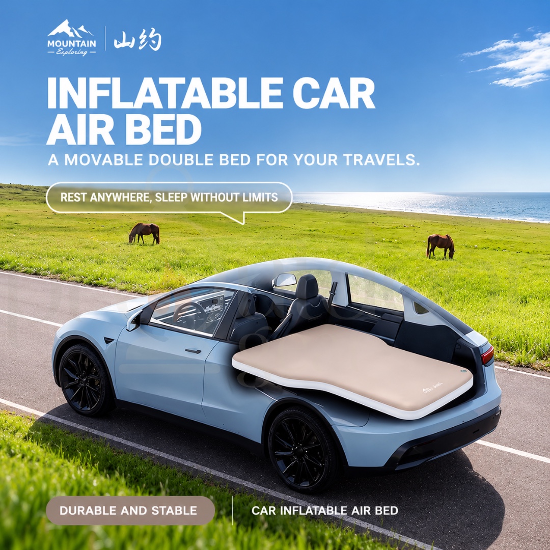 MOUNTAIN 6CM Inflatable Car Mattress Double Camping Sleeping Mat Car Bed Outdoor Travel Mattress