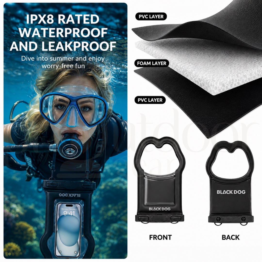 BLACKDOG CBD2652006011 IPX8 Floating Waterproof Phone Pouch Universal Touch Screen Dry Bag for Swimming Beach Kayaking