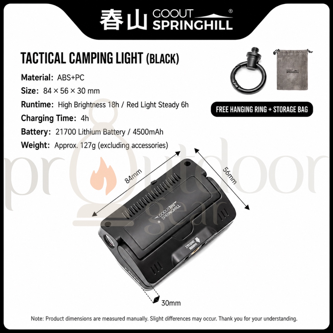 GOOUT SPRINGHILL Tactical Camping Light 900LM Rechargeable Magnetic LED Lantern Flashlight 4500mAh IPX5