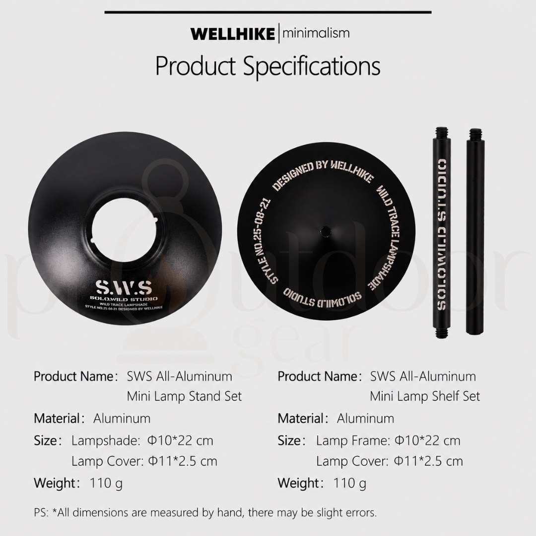 WELLHIKE Outdoor Aluminium Lamp Stand Set Camping Light Holder Retro Lampshade Portable Lighting Stand
