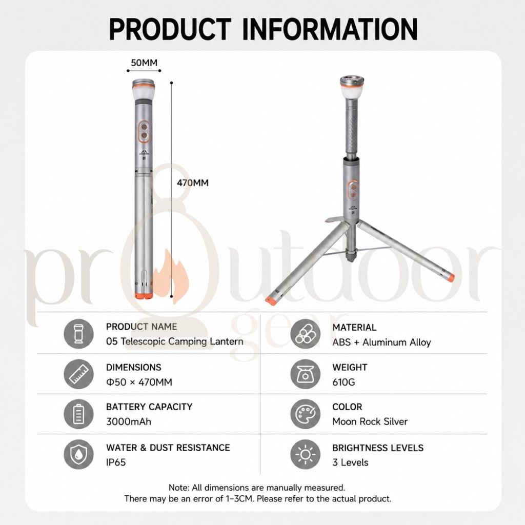 SHINETRIP A591 Telescopic Camping Lantern LED Rechargeable Camping Light Tripod Flashlight IP65 Remote Control 3000mAh