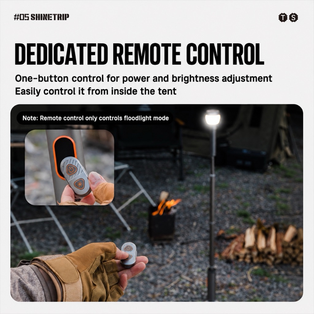 SHINETRIP A591 Telescopic Camping Lantern LED Rechargeable Camping Light Tripod Flashlight IP65 Remote Control 3000mAh
