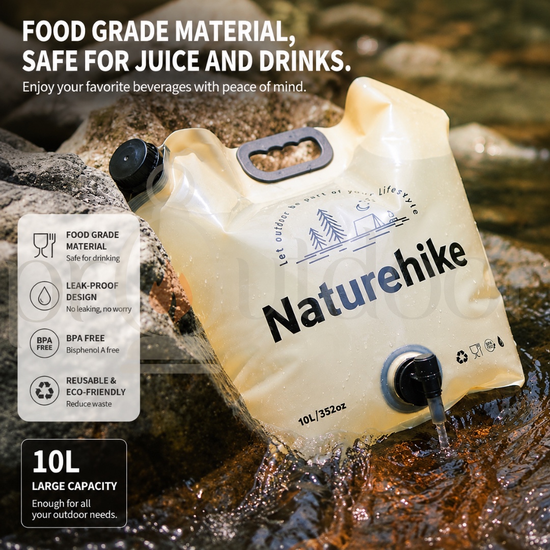 NATUREHIKE CNK2450CF027 Ling Wo 10L Collapsible Water Container Outdoor Water Bag Food Grade Foldable Camping Water Storage Bag