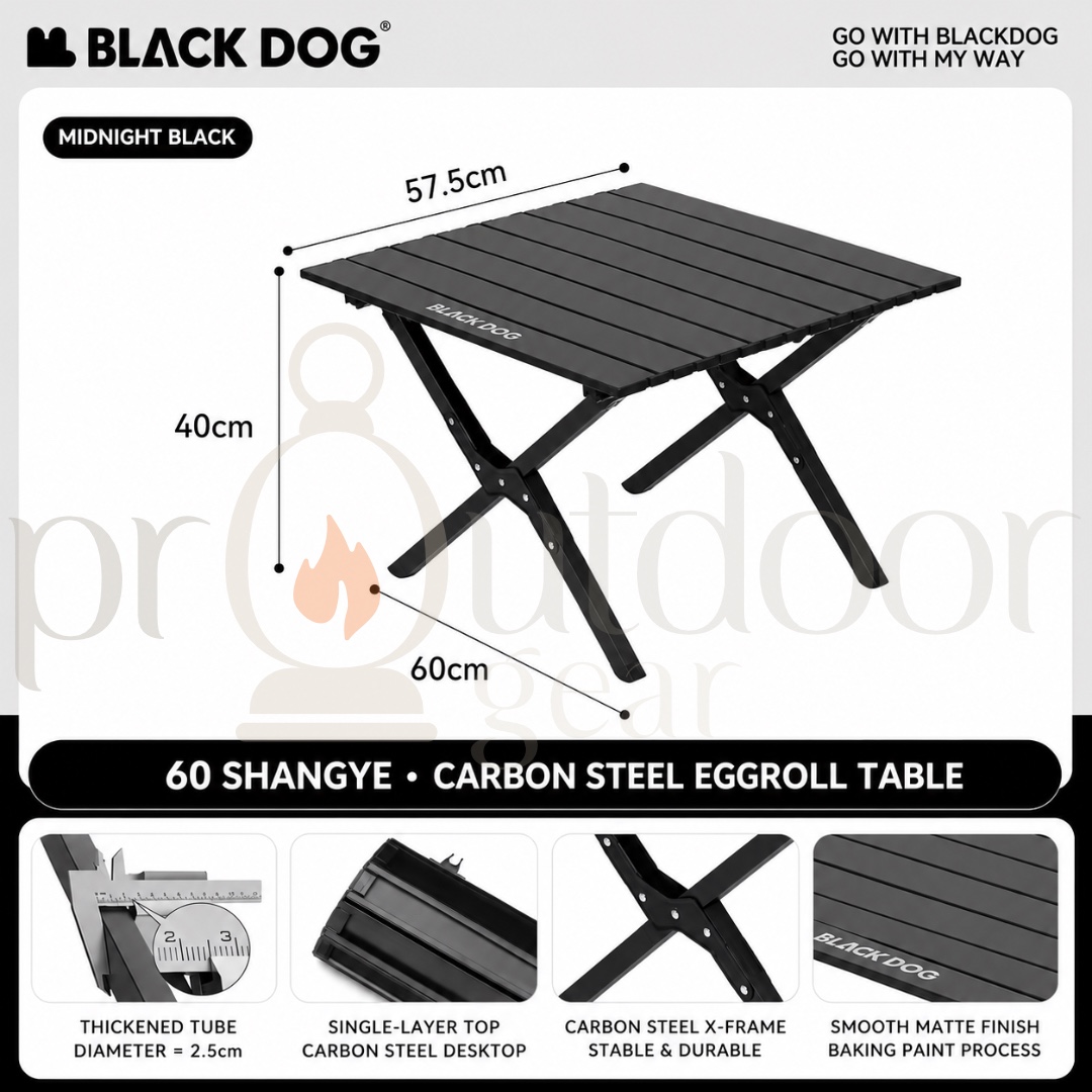 BLACKDOG SHANGYE Ueno Portable Foldable Camping Table Aluminum Alloy EggRoll Outdoor Picnic Table
