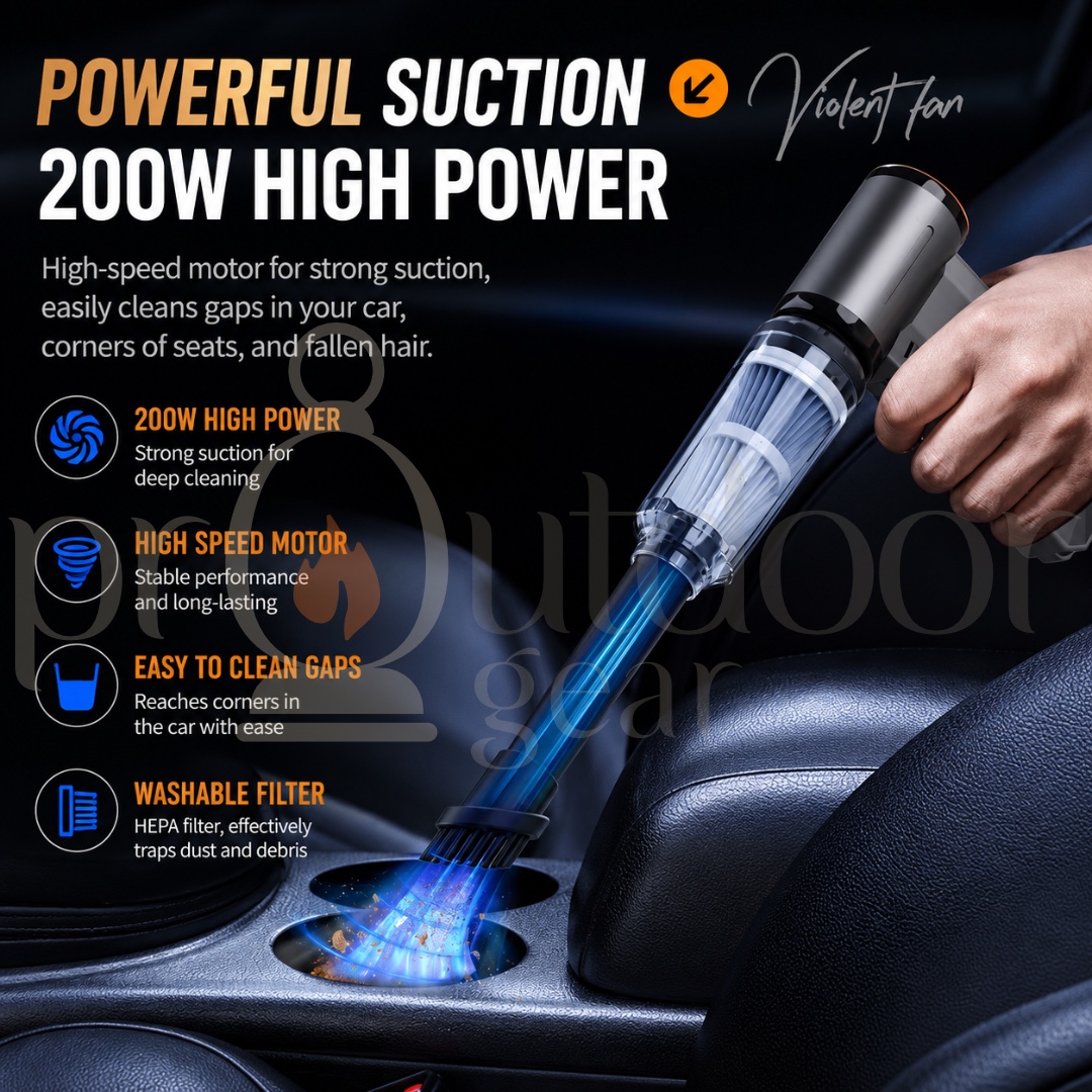 F72 High-Speed Turbo Fan Hurricane Blower & Powerful Wireless Handheld 130,000 RPM Car Vacuum Cleaner