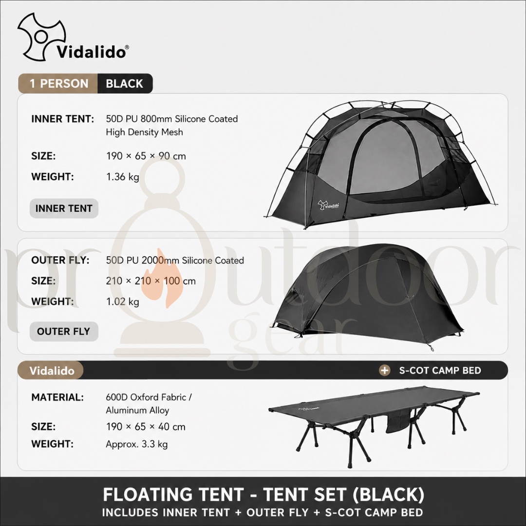 VIDALIDO Floating Island Mosquito Net cot Tent 1 person Ultra lightweight Mesh Tent