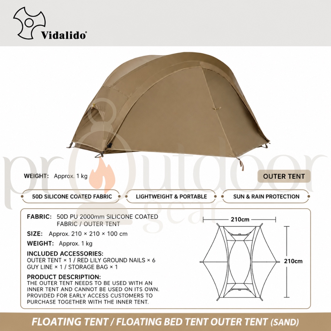VIDALIDO Floating Island Standard Plus Size Cot Tent 1 Person Mosquito Net Ultra lightweight Mesh Tent