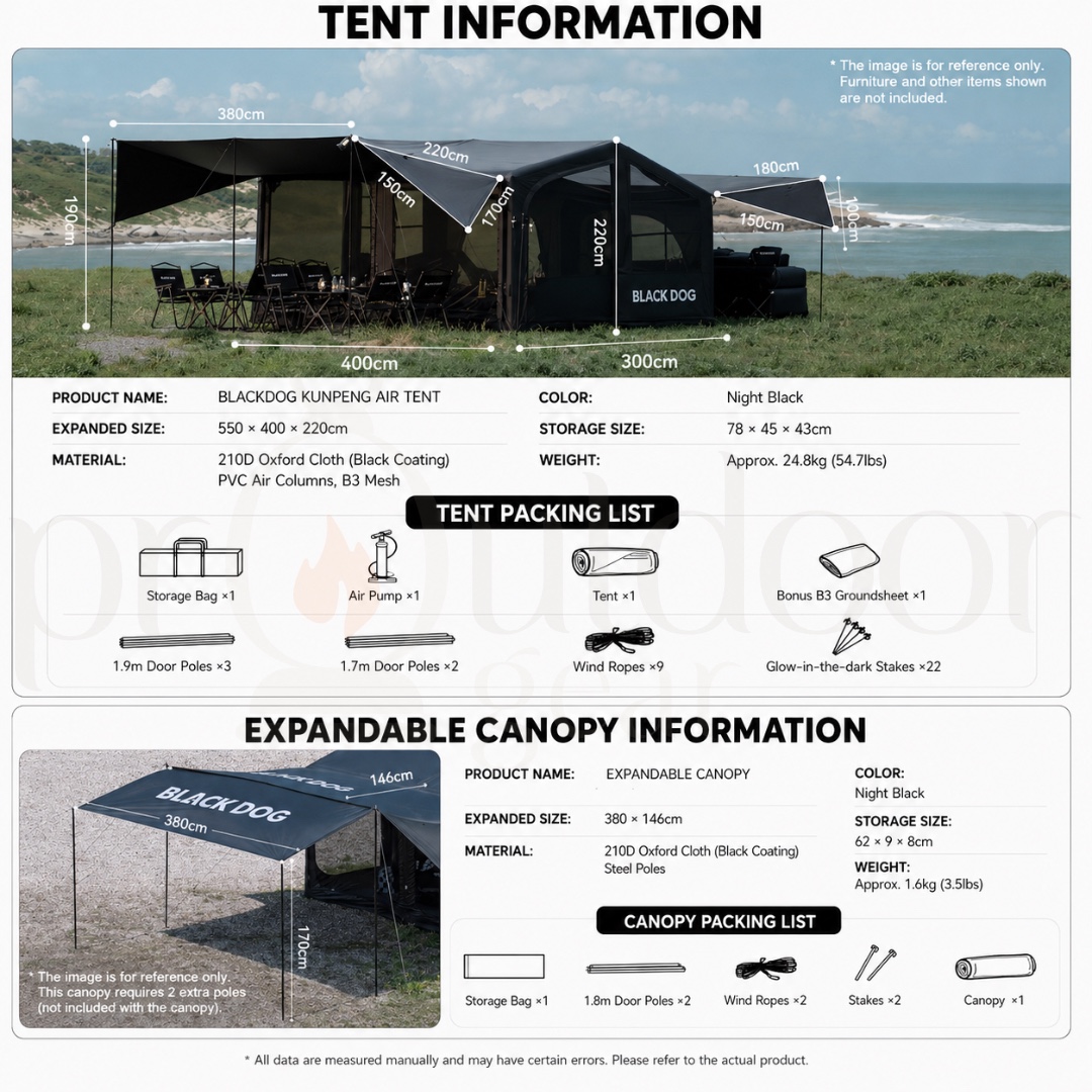 BLACKDOG Kunpeng Wings-Spreading Inflatable Tent Air Tent CBD2550WS012