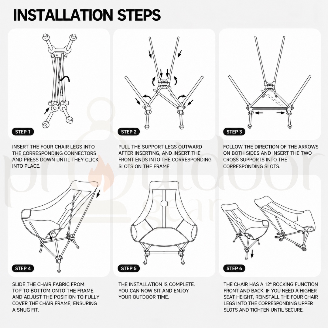 SHINETRIP A598 05 Series Backpacking Rocking Chair Portable Adjustable Camping Chair Outdoor Folding Chair