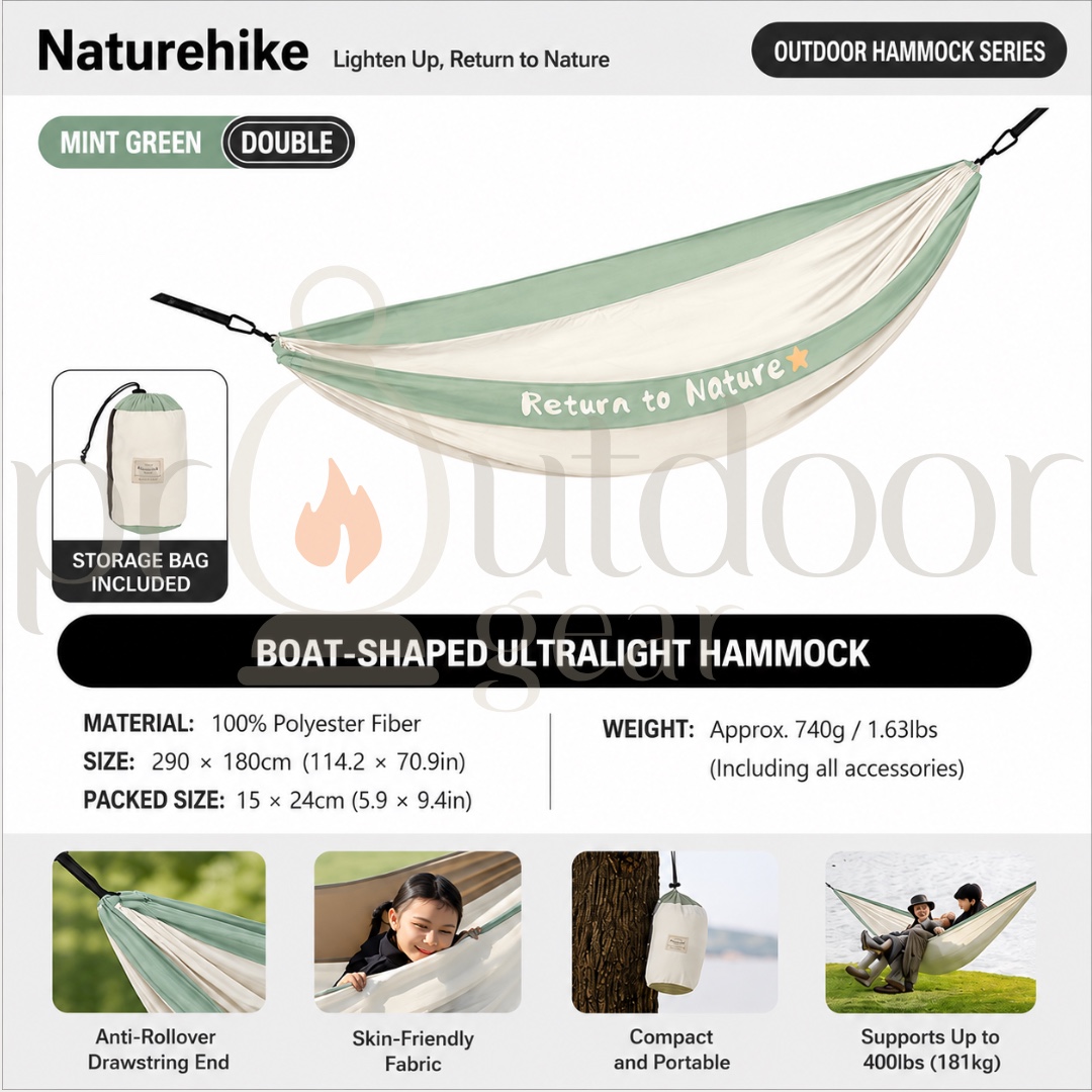 NATUREHIKE NH21DC011 Hammock Ultralight 600g Tear Resistant Fabric Anti-rollover Hanging