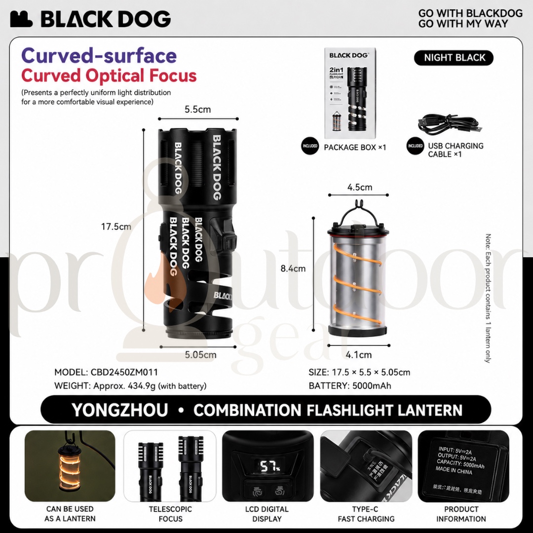 BLACKDOG Outdoor Combined Flashlight, Two-in-One Camping Light Detachable