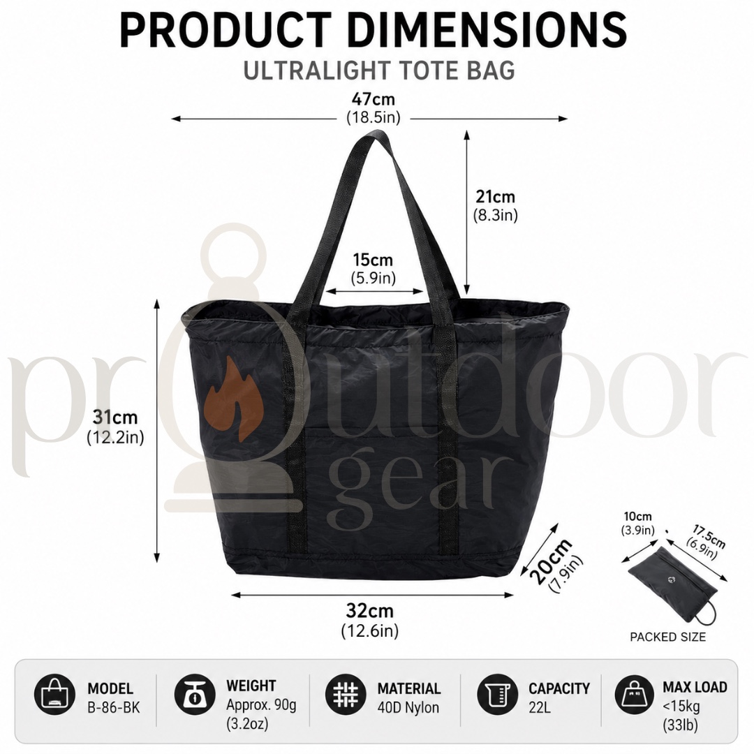 CAMPINGMOON B-86 Ultralight Foldable Tote Bag 22L 40D Nylon Waterproof Shopping Travel Camping Storage Bag