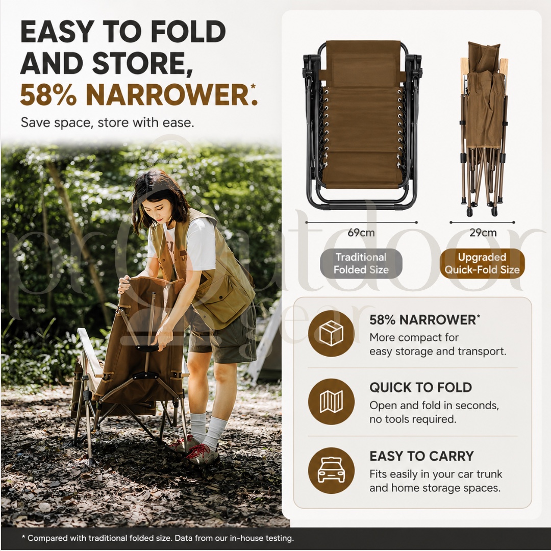 NATUREHIKE T08 Recliner Chair Integrated Quick Opening Folding Adjustable Recliner for Outdoor Fishing Picnic Portable