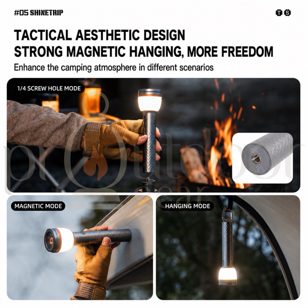 SHINETRIP A591 Telescopic Camping Lantern LED Rechargeable Camping Light Tripod Flashlight IP65 Remote Control 3000mAh