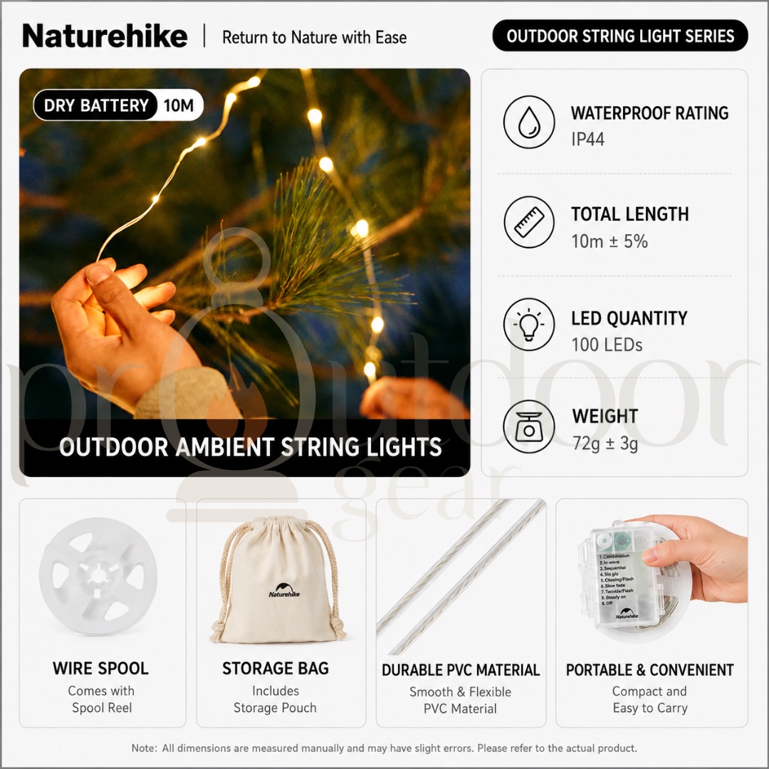 NATUREHIKE CNH22DQ019 10m Outdoor Atmosphere Light String Camp Multifunctional Lighting Warning