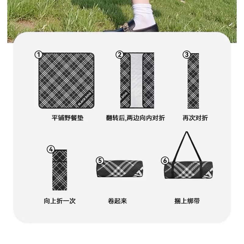 BLACKDOG CBD2550WS011 Outdoor Ultrasonic 2X2M Picnic Mat Moisture-Proof Thickened Outing Camping