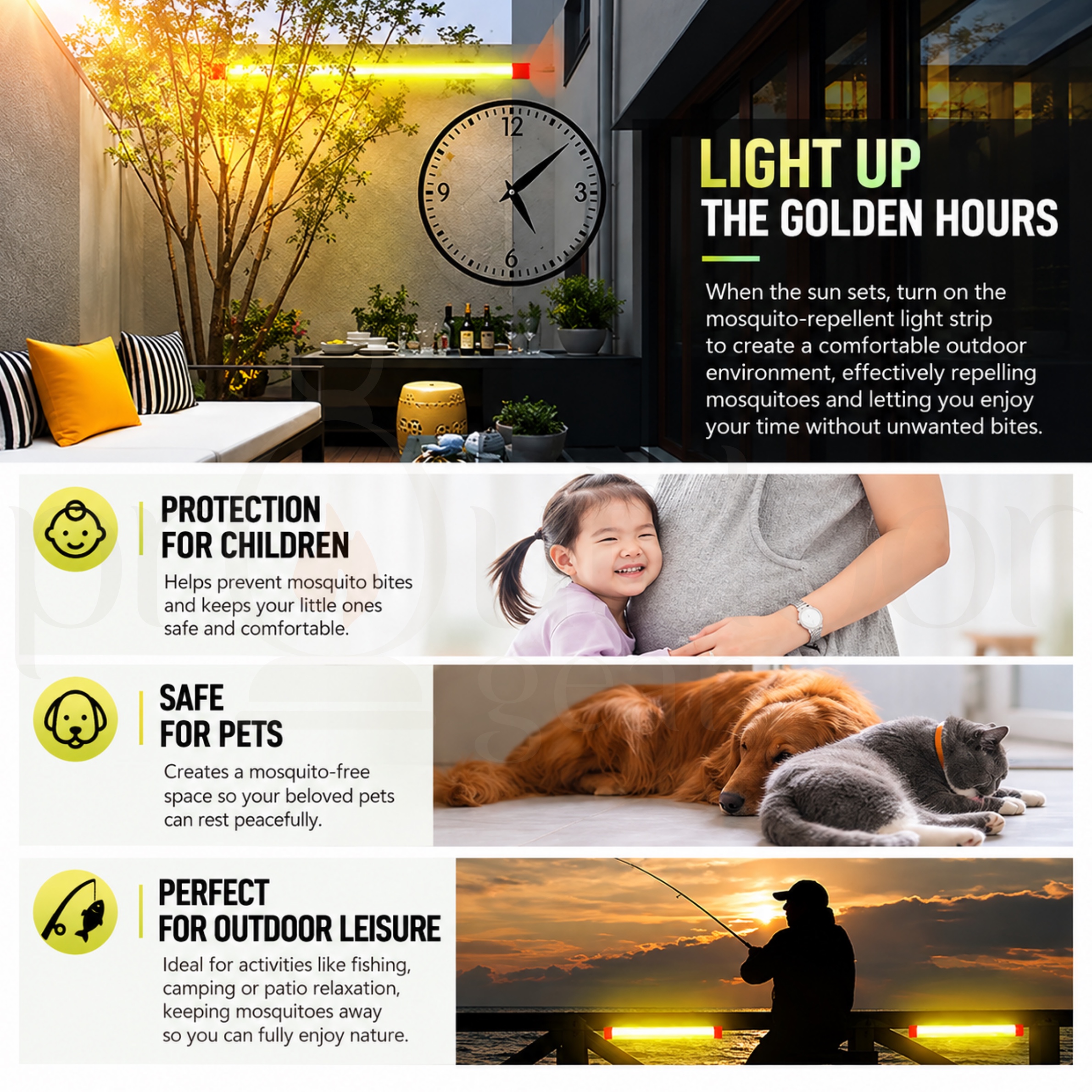 CHILL OUTDOOR Mosquito Repellent LED Light Strip 5M Adjustable Brightness 3-Level Timer Indoor Outdoor Camping Light
