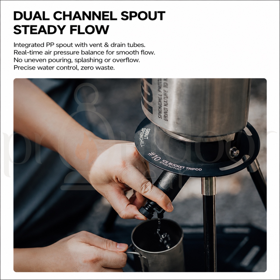 GOOUT SPRINGHILL Ice Bucket Tripod Outdoor Drink Stand Foldable Beverage Dispenser Holder Camping Water Stand