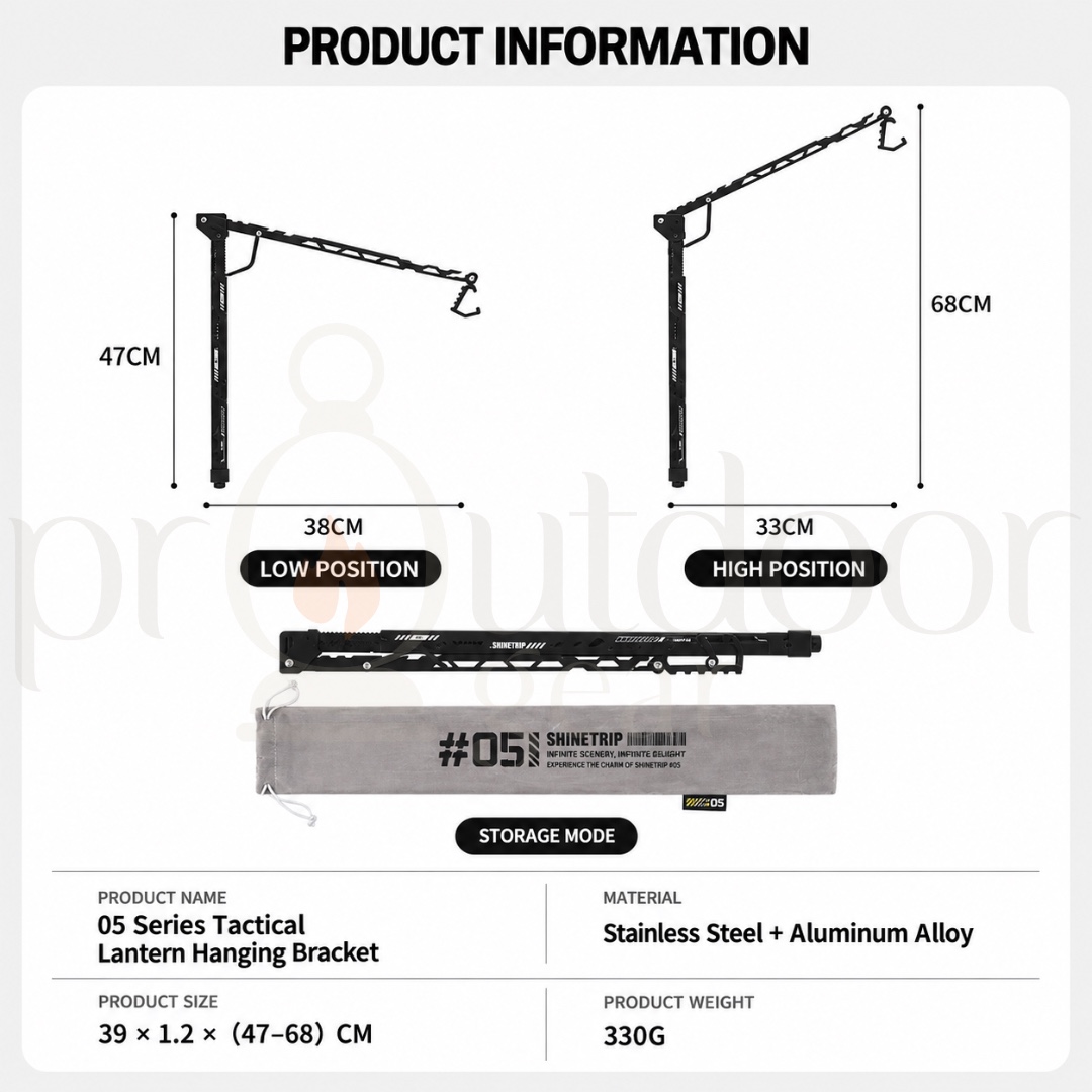 SHINETRIP A592 Tactical Lantern Hanging Bracket Adjustable Folding Camping Light Stand IGT Table Lamp Pole
