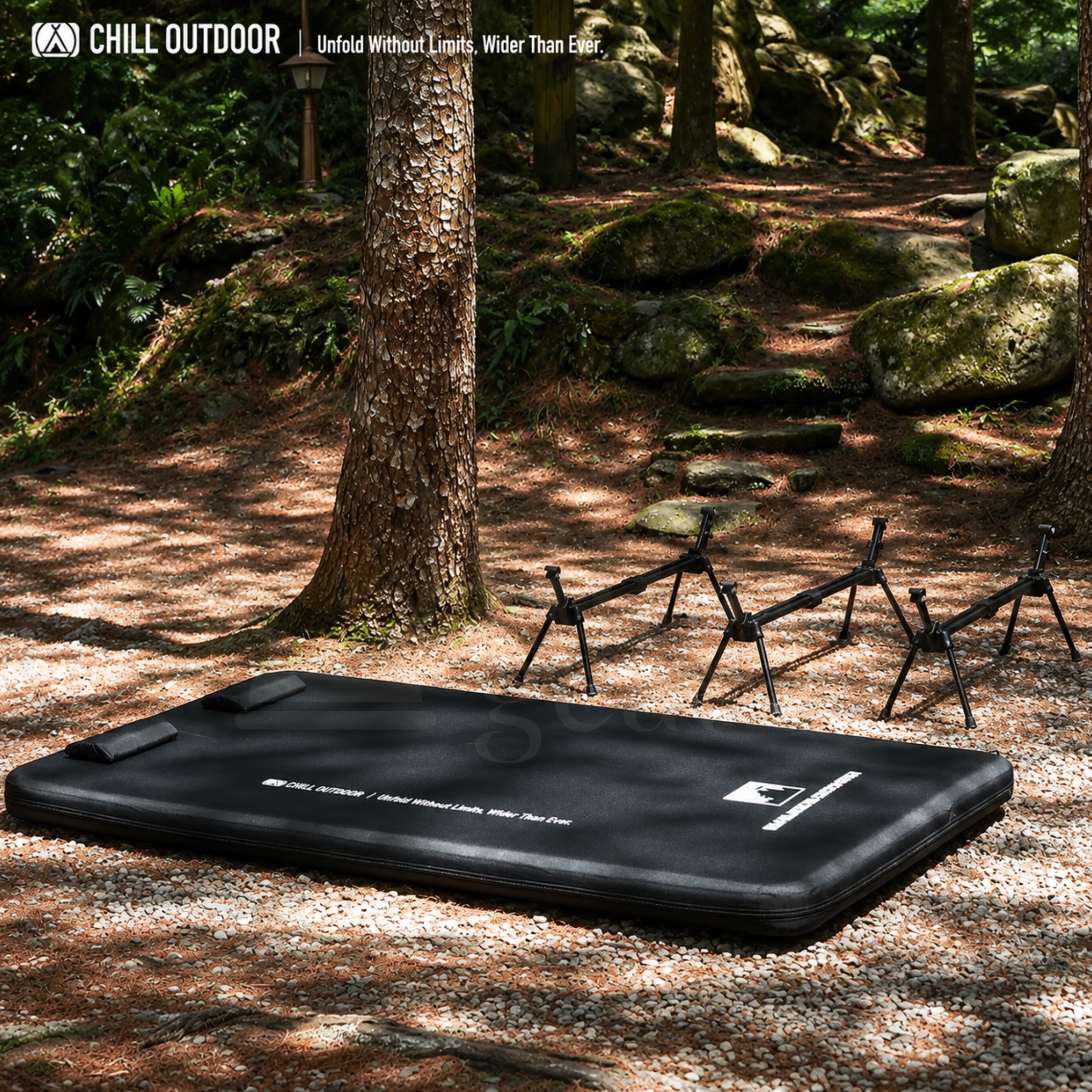 CHILL OUTDOOR Giant Inflatable Tactical Camping Cot Bed Outdoor with Aluminium Frame Portable Sleeping Mattress