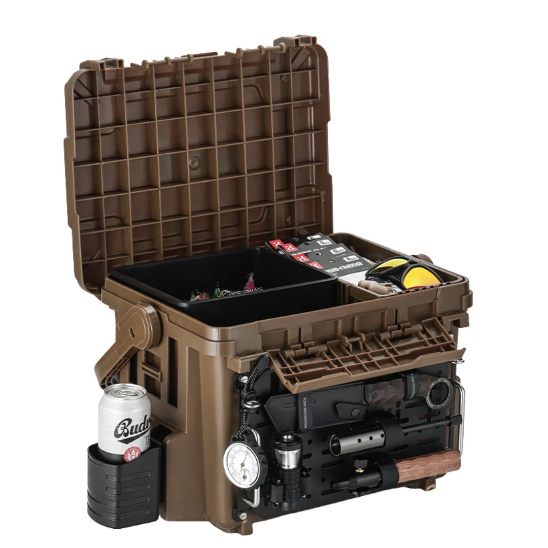 KZM Outdoor Stack Cooler Box 36L , Black / Tan (Original) Ice Box Wheels