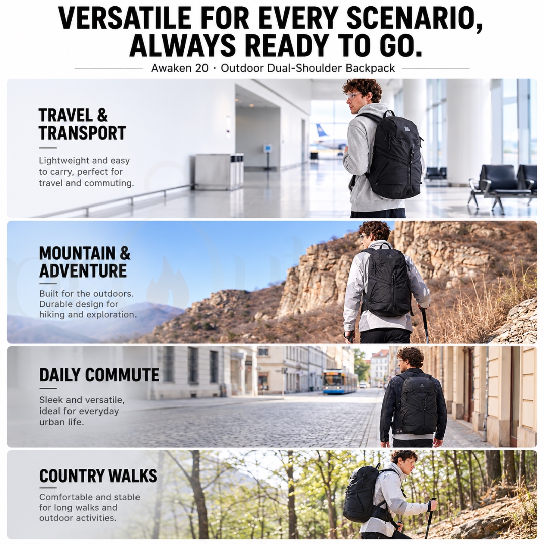BLACKDOG CBD2650XB010 Awaken 20L Backpack CORDURA Water-Repellent Hiking Lightweight Travel Outdoor Camping Trekking