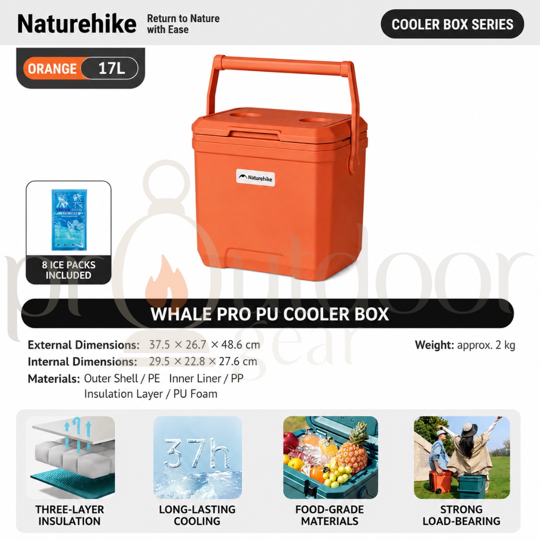 NATUREHIKE CNK2650CF012 Whale Pro PU Cooler Box 17L 24L 36L Ice Cooler Box Camping Picnic Outdoor Insulated Cooler