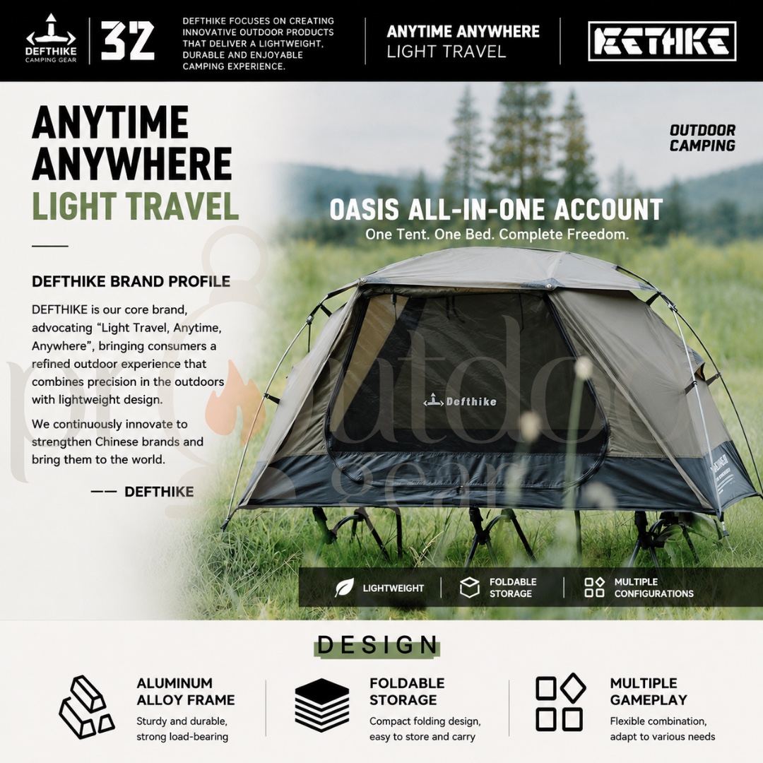 DEFTHIKE All In One STANDARD SIZE Military Cot Tent Camping  Waterproof Tent Camping