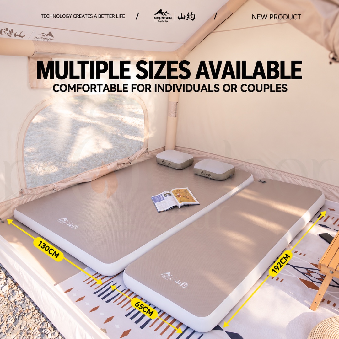 MOUNTAIN 10CM Inflatable Air Mattress Single Double Camping Mattress Outdoor Sleeping Mat