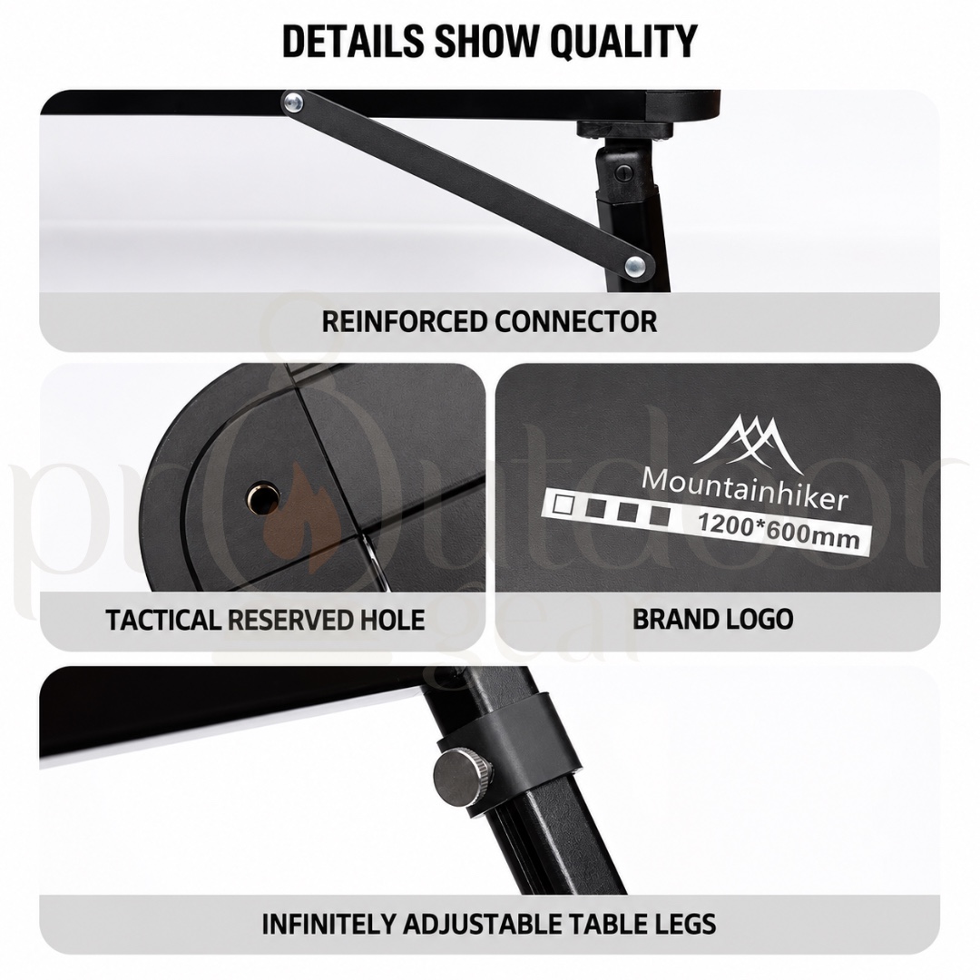 MOUNTAINHIKER Camping Master Table Adjustable Height Folding Outdoor Camping Table 120CM