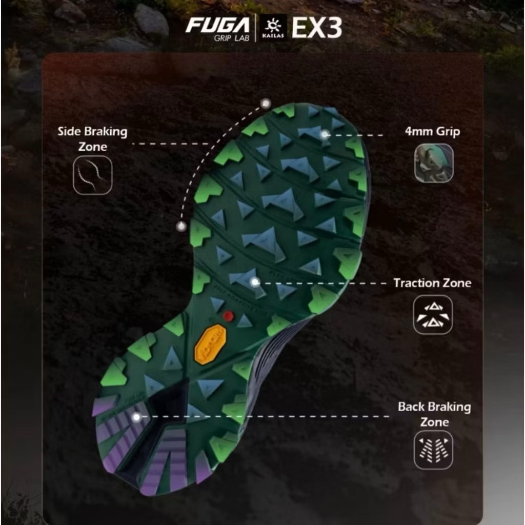 Kailas FUGA EX3 Trail Running Hiking Shoes Vibram MEGAGRIP - Men EX 3